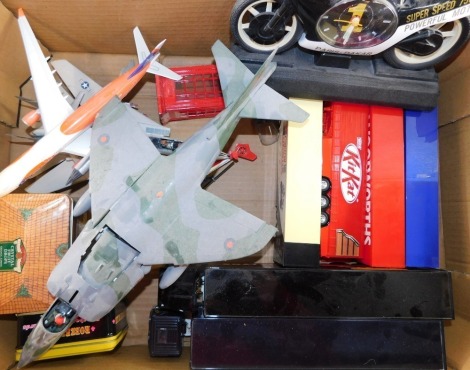 Corgi and other die cast lorries and planes, to include Golden Wonder curtainsider, Woolworth's curtainsider, etc. (1 box)