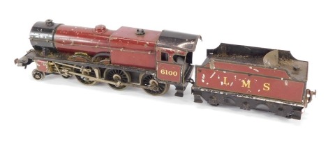 A Bassett Lowke O gauge three rail locomotive, The Royal Scot 6100, Scots Class locomotive, 4-6-0, LMS crimson livery.