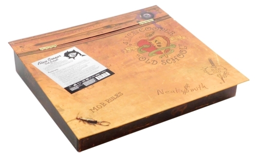 An Alice Cooper 'Old School' box set, containing four CDs, DVD, 12" LP, 7" single, hardcover yearbook, reproduction ticket stub, etc., contained in a presentation box.