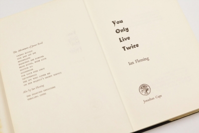 Fleming (Ian). You Only Live Twice, first edition, hardback with dust jacket, published by Jonathan Cape, London 1964, price clipped with presentation inscription. - 3