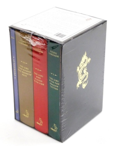 Larsson (Stieg). Millennium Trilogy comprising The Girl with the Dragon Tattoo, The Girl Who Played with Fire, The Girl Who Kicked the Hornets' Nest and Afterword, clothbound, published by Maclehose Press 2010, in presentation slipcase and factory sealed.