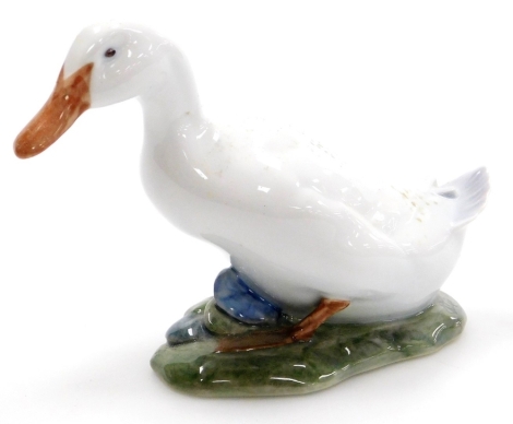 A Royal Copenhagen porcelain model of an Aylesbury duck, printed marks, 10cm high.