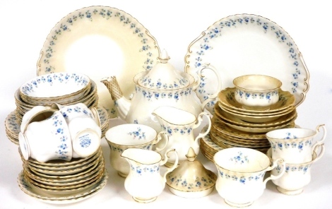 A Royal Albert Memory Lane pattern part dinner and tea service, to include teapot, cover, plates, etc. (a quantity)