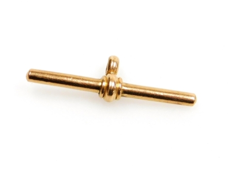 A 9ct rose gold T bar, 3g.