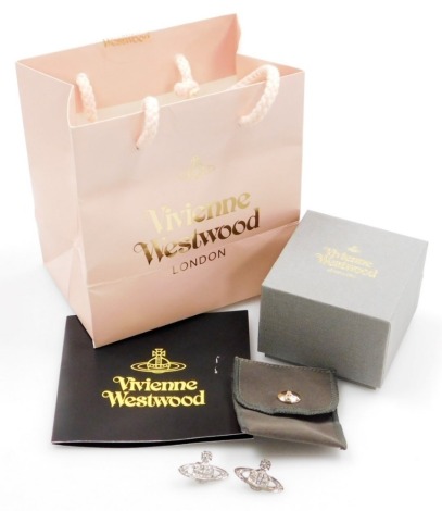 A pair of Vivienne Westwood orb stud earrings, boxed with purchase receipt.