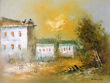 A.Conman (20thC). Village scene at sunset, oil on canvas, signed, 48.5cm x 58cm.