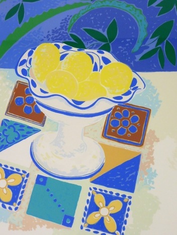 After Alison Hilary. Bowl with lemons, signed limited edition print number 50/50, 1990, 70cm x 58cm.