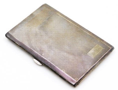 An Edward VIII silver cigarette case, with engine turned decoration and vacant cartouche, Birmingham 1936, 12.5cm wide, 6oz.