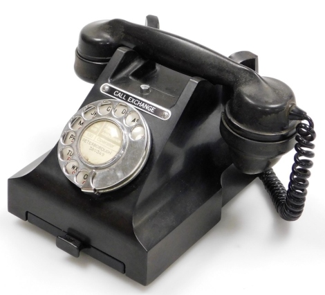 A vintage GPO telephone, in black, FWR 68/8A.