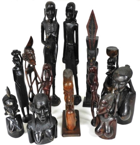 African tribal carvings, to include standing figures, busts, etc. (a quantity)