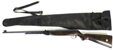 A Webley Mark II .22 air rifle, 110cm long, with outer case.