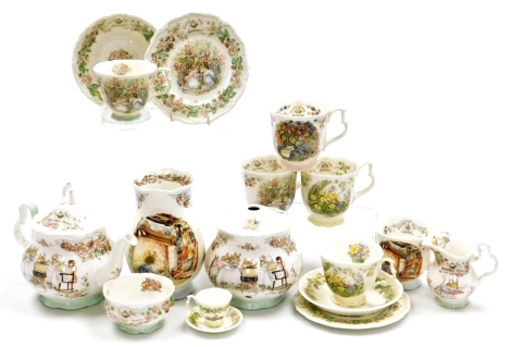 Royal Doulton Brambly Hedge tea wares, to include a Winter vase, 18cm high, cups, teapot, miniature cup and saucer, etc., printed marks. (a quantity)