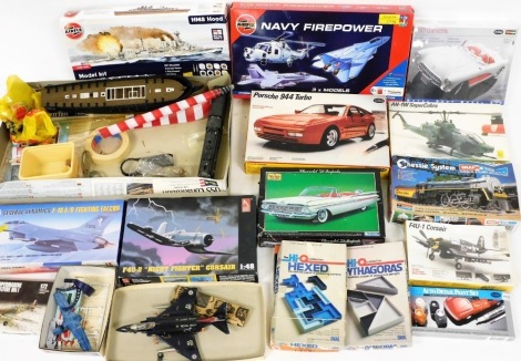 Airfix and other models, unmade, chiefly relating to aviation but other transport, etc., boxed. (a quantity)