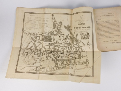 Throsby (John) THE HISTORY AND ANTIQUITIES OF THE TOWN AND COUNTY OF NOTTINGHAM... frontispiece, folding engraved map, extra-illustrated, bookplate of F. Arthur Wadsworth, contemporary half calf over patterned boards, rebacked, 4to, Nottingham, n.p., 1795 - 3