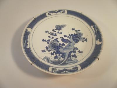 A Chinese blue and white circular dish