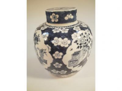 A large Chinese blue and white ginger jar and cover