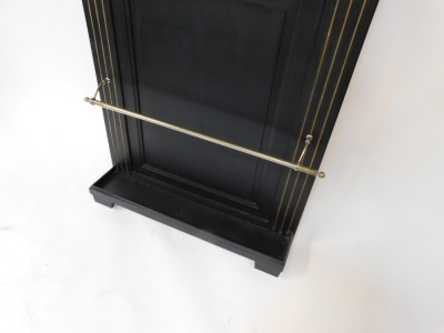 An Art Deco style black painted coat stand, with applied chrome hooks and bar and central boxed section, 198cm high, 84cm wide, 2cm deep. - 3