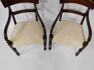 Two William IV and later carver chairs, each with shaped back, similar style re-upholstered and matched parts. - 2