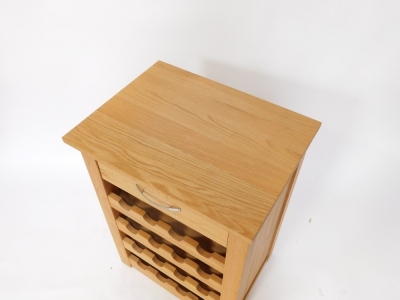 An oak wine rack, with rectangular top, above single drawer, 74cm high, 53cm wide, 41cm deep. - 2