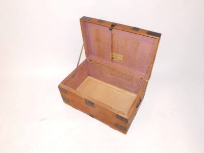 A Victorian pine and iron bound trunk, by G Drinkwater, late R Wagstaff, 26 Eastgate Street, Gloucester, with paper lined interior, bears maker's label, 53cm high, 68cm wide. 44cm deep. - 2