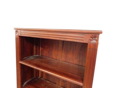 A Victorian style mahogany open bookcase, with four adjustable shelves, raised on fluted plinth base, 176cm high, 81cm wide, 34cm deep. - 2