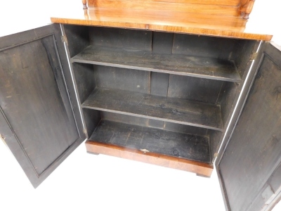 A Victorian rosewood chiffonier, the galleried with two doors enclosing two shelves, raised on a plinth base, on later block feet, 122cm high, 92cm wide, 55cm deep. - 3