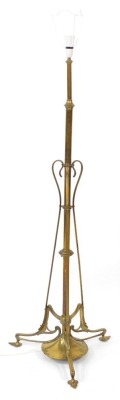 A Victorian Art Nouveau brass telescopic standard lamp, 164cm high.