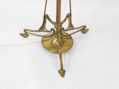 A Victorian Art Nouveau brass telescopic standard lamp, 164cm high. - 2