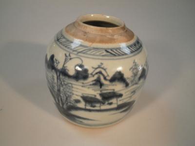 A Chinese porcelain storage jar decorated in the Ming style