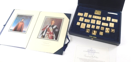 A Treasures From The Royal Collection gold plated silver replica of the Royal Collection ingot stamp set, in sterling silver with gold plated finish (25) cased with paperwork.
