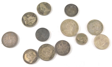 Various Victorian crowns, half crown 1896, florin, various other Victorian silver coins. (a quantity)