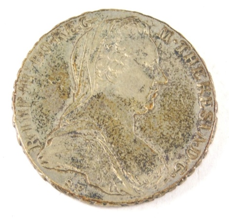 A Maria Theresa Thaler silver coin, bearing date 1780.