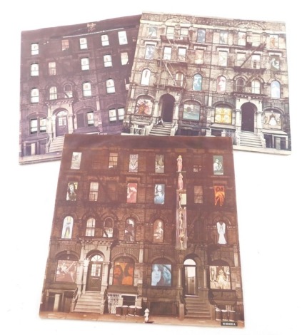 A Led Zeppelin double 33rpm record, Physical Graffiti, with two records, with sleeve and cover with articulated front, 59SS2 200 1L to one side, 1975 copyright.