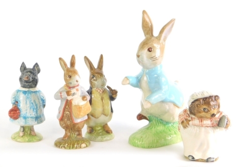 A Beswick Beatrix Potter figure Peter Rabbit 1893-1993 large edition, 17cm high, Pig-Wig, Mr Benjamin Bunny, etc. (5)