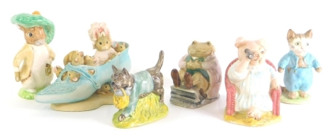 A Beswick Beatrix Potter figure Benjamin Bunny, 12cm high, Tom Kitten, Little Pig Robinson Spying, Mr Jackson, various others, Royal Albert, etc. (6)