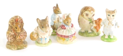 A Beswick Beatrix Potter figure Old Mr Brown, 8cm high, Mrs Tittle Mouse, The Old Woman Who Lived in a Shoe, Johnny Town Mouse, etc. (6)