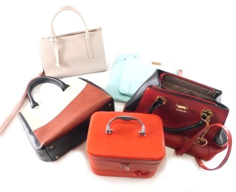 Various evening bags, Radley London in cream, with outer pouch, various other evening bags, laptop case, etc. (a quantity)