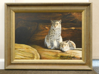 •D. M. Clark (20thC). Watching Jaguars, oil on board, signed, 52cm x 74cm. - 2