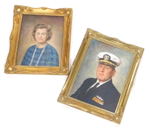 A. J. Buchanan (20thC). Austin Eckneyne and Mrs Mary Eckberg, oil on board, attributed verso, 36cm x 28cm. (a pair)
