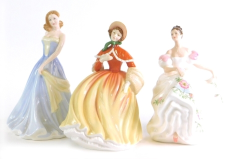 Three Royal Doulton porcelain figurines, Taylor, Autumn and Lucy.