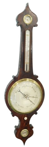 Bearn & Son, Wellinboro. A 19thC mahogany banjo barometer, with onion top and four dials, one signed, 109cm high.