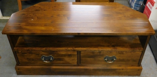 A Laura Ashley television stand, with two frieze drawers, on a plinth, 110cm wide.