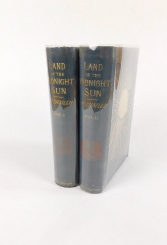 Du Chaillu (Paul B. ) LAND OF THE MIDNIGHT SUN 2 vol. FIRST U.S. EDITION INSCRIBED BY THE AUTHOR TO JOHN HAMMERSLEY, publisher's pictorial cloth, 8vo, New York, 1882 NYC *** This set is in very good condition.