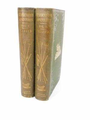 Lloyd (lLlewellyn) SCANDINAVIAN ADVENTURES DURING A RESIDENCE OF UPWARDS OF 20 YEARS FIRST EDITION 2 vol., 13 tinted lithographed plates, publisher's cloth, 8vo, 1854