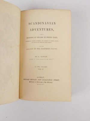 Lloyd (lLlewellyn) SCANDINAVIAN ADVENTURES DURING A RESIDENCE OF UPWARDS OF 20 YEARS FIRST EDITION 2 vol., 13 tinted lithographed plates, publisher's cloth, 8vo, 1854 - 4