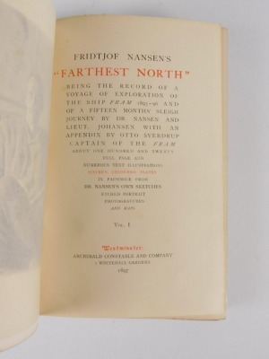 Nansen (Fridtjof) FARTHEST NORTH FIRST EDITION, publisher's pictorial cloth, 4to, 1897 - 2