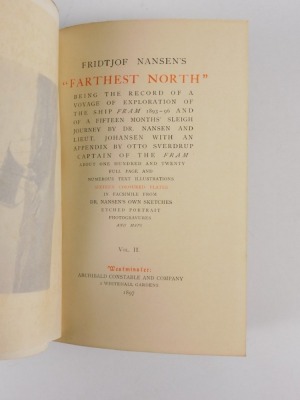 Nansen (Fridtjof) FARTHEST NORTH FIRST EDITION, publisher's pictorial cloth, 4to, 1897 - 5