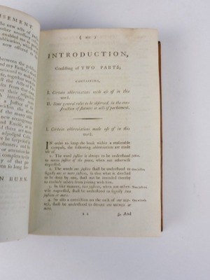 Burn (Richard) THE JUSTICE OF THE PEACE AND THE PARISH OFFICER... 4 vol., sixteenth ed., contemporary calf, worn, rebacked, spine gilt, 8vo, A, Strahan & W. Woodfall, 1788 - 3