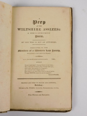 Butt (George)] A PEEP AT THE WILTSHIRE ASSIZES... publisher's cloth-backed boards, 8vo, Salisbury 1817 - 2