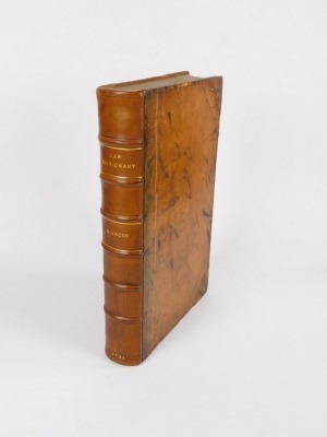 Jacob (Giles) A NEW LAW DICTIONARY third edition, contemporary calf, tooled in blind,worn, rebacked, folio, E. & R. Nutt & R. Gosling, 1736